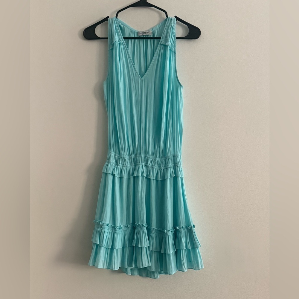 Ramy Brook Raquel Tiered Ruffle Mini Dress in Turquoise Pool Blue Small NWOT - Picture 7 of 11